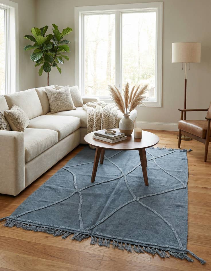 Detail image of 3' 4 x 5'  Hand Woven Kilim Modern Wool Rug