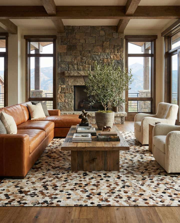 8' x 9' 10 Cowhide Leather Rug