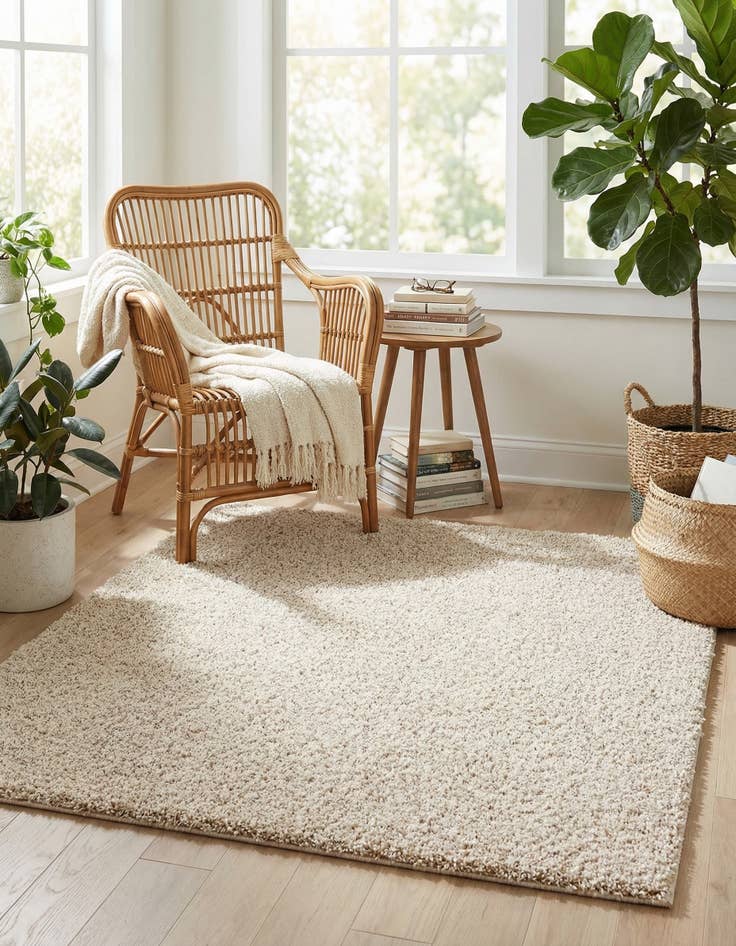 Detail image of  4' x 4' Soft Solid Shag Square Rug