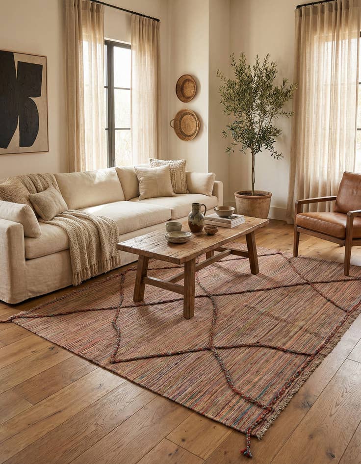 Detail image of 5' 8 x 7' 1  Hand Woven Kilim Modern Wool Rug