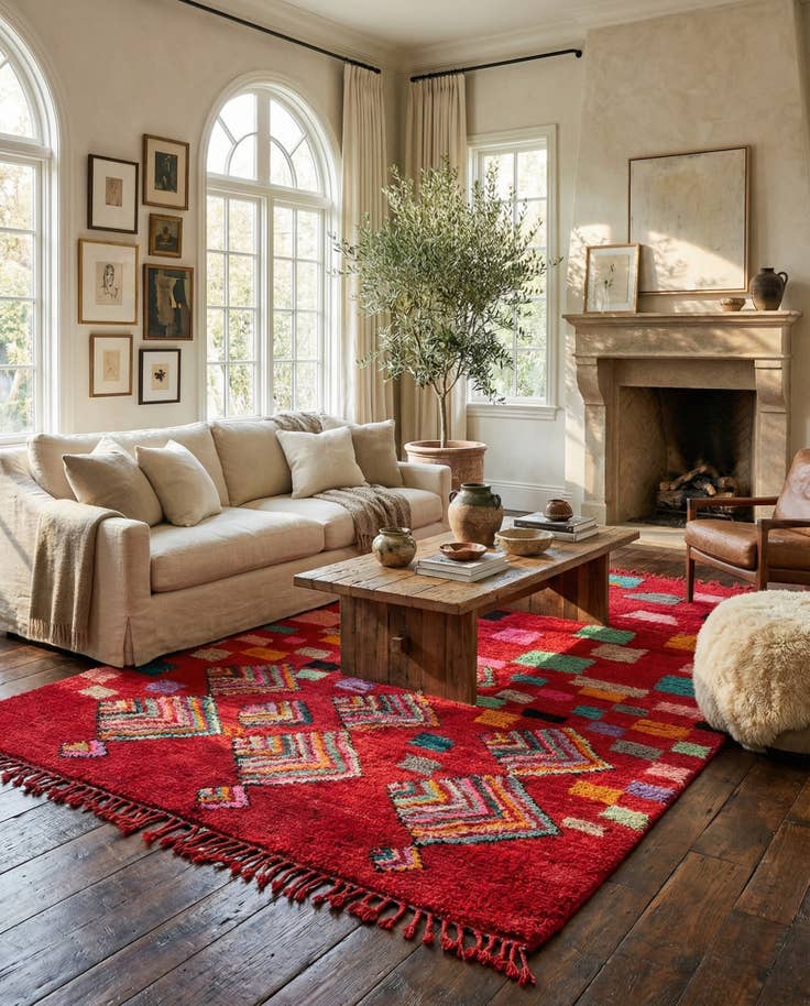 Detail image of 6' 10 x 10' Hand Knotted Moroccan Wool Rug