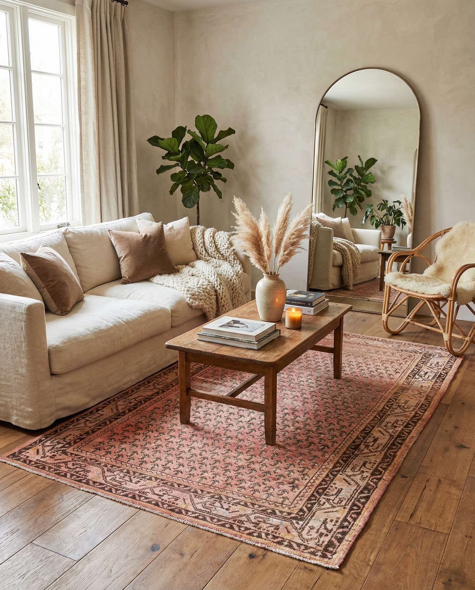 4' 3 x 6' 6 Hand Knotted Ultra Vintage Persian Wool Rug