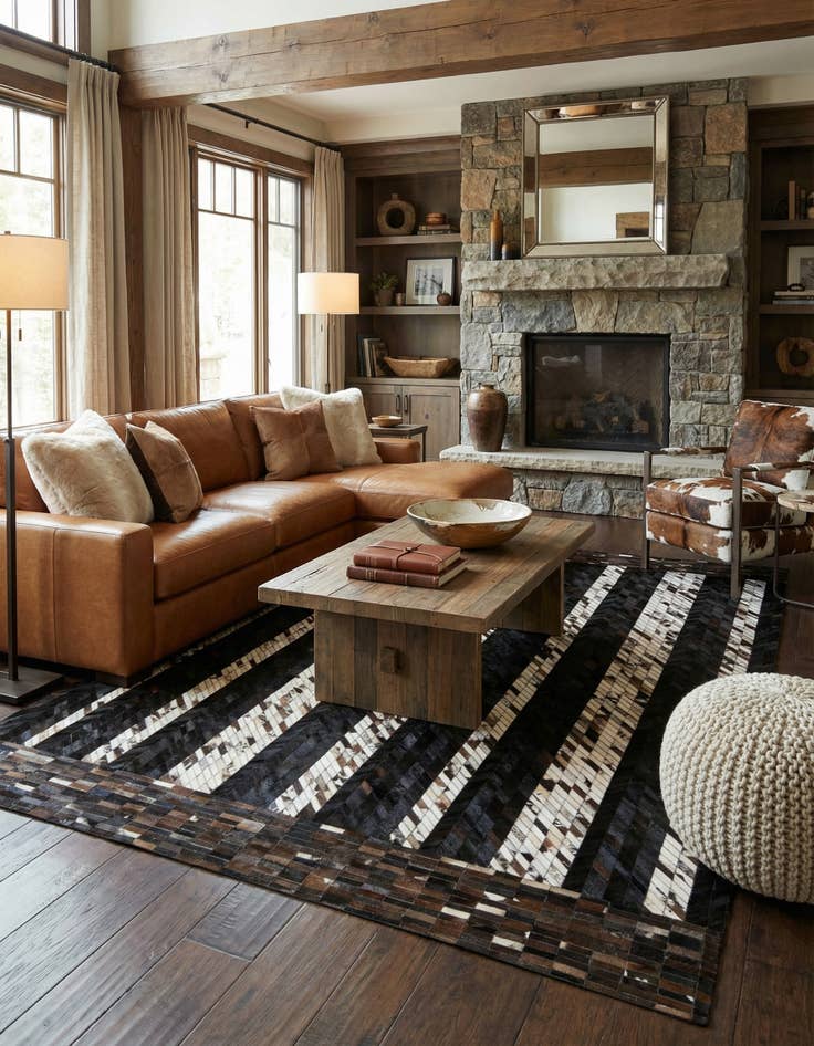 Detail image of  7' 11 x 9' 11 Cowhide - Patchwork Rug