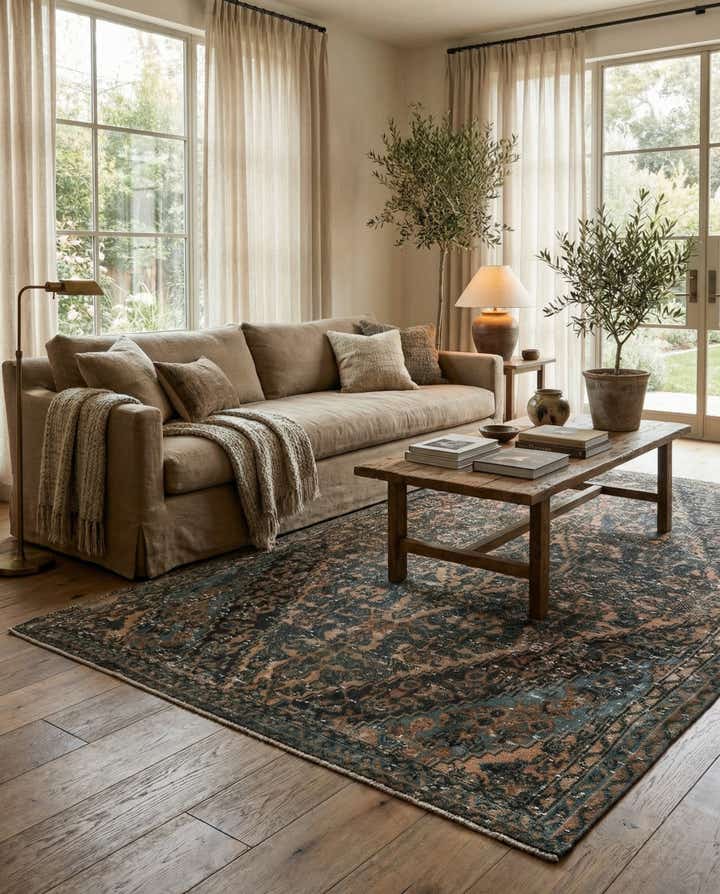 6' 8 x 10' Hand Knotted Ultra Vintage Persian Wool Rug