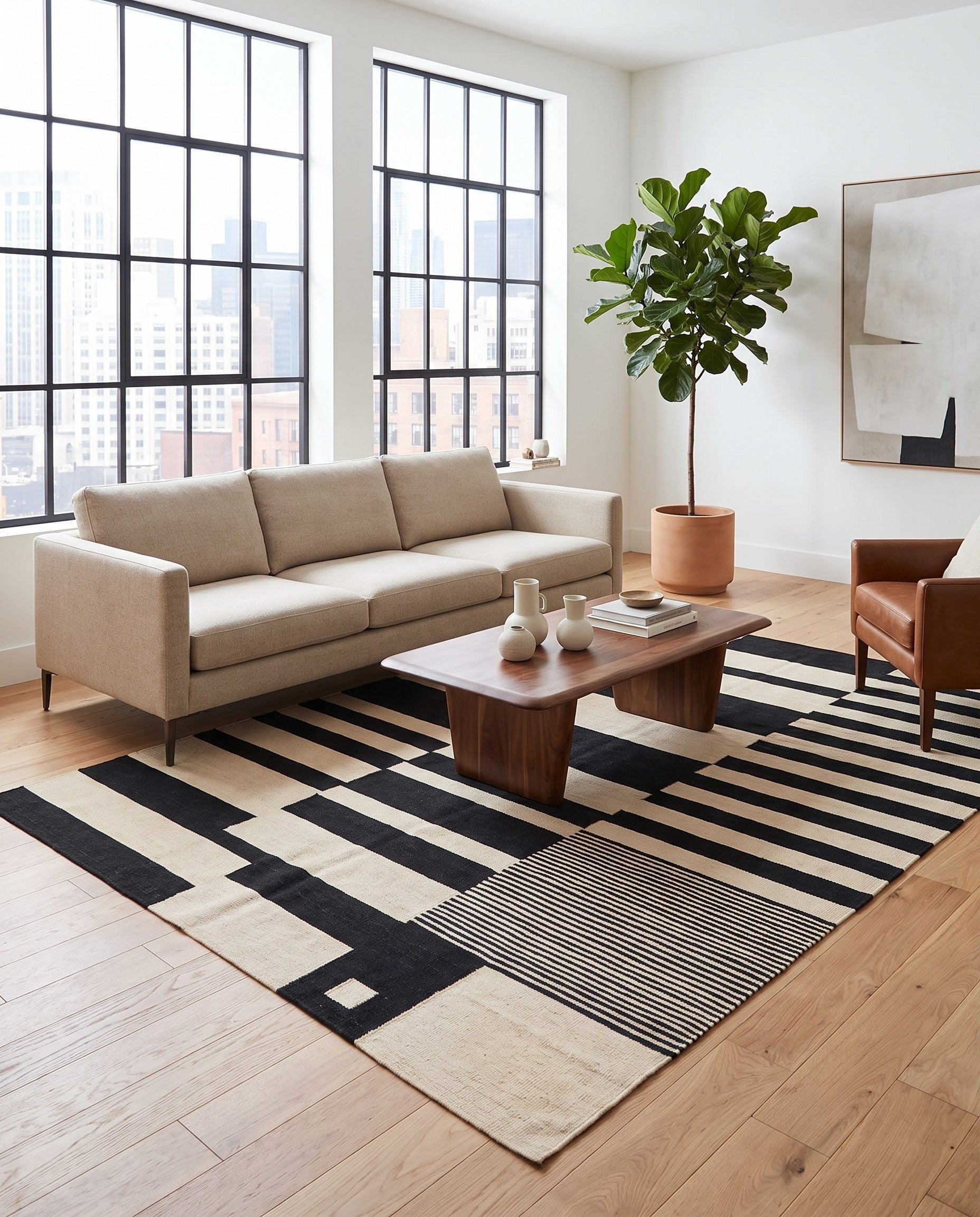 5' 7 x 7' 9 Hand Woven Kilim Modern Wool Rug