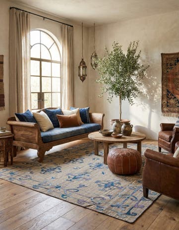 6' 4 x 8' 10 Hand Woven Kilim Suzani Wool Rug