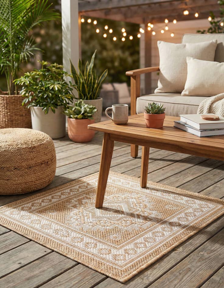 Detail image of 1' 4 x 1' 4  Washable Aztec Indoor / Outdoor Sample Rug