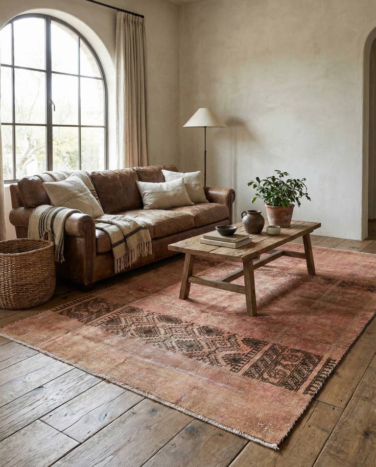 Detail image of 4' 2 x 6' 7 Hand Knotted Ultra Vintage Persian Wool Rug