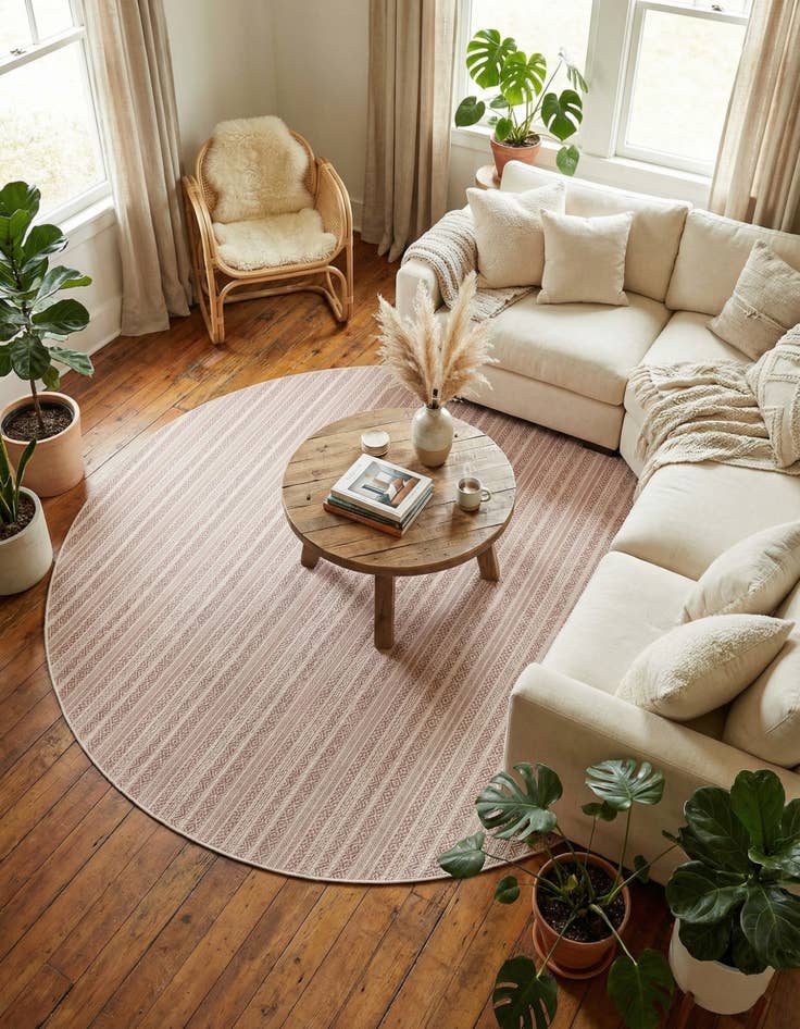 Detail image of 10' x 10' Easy-Clean Ribbon Indoor / Outdoor Round Rug