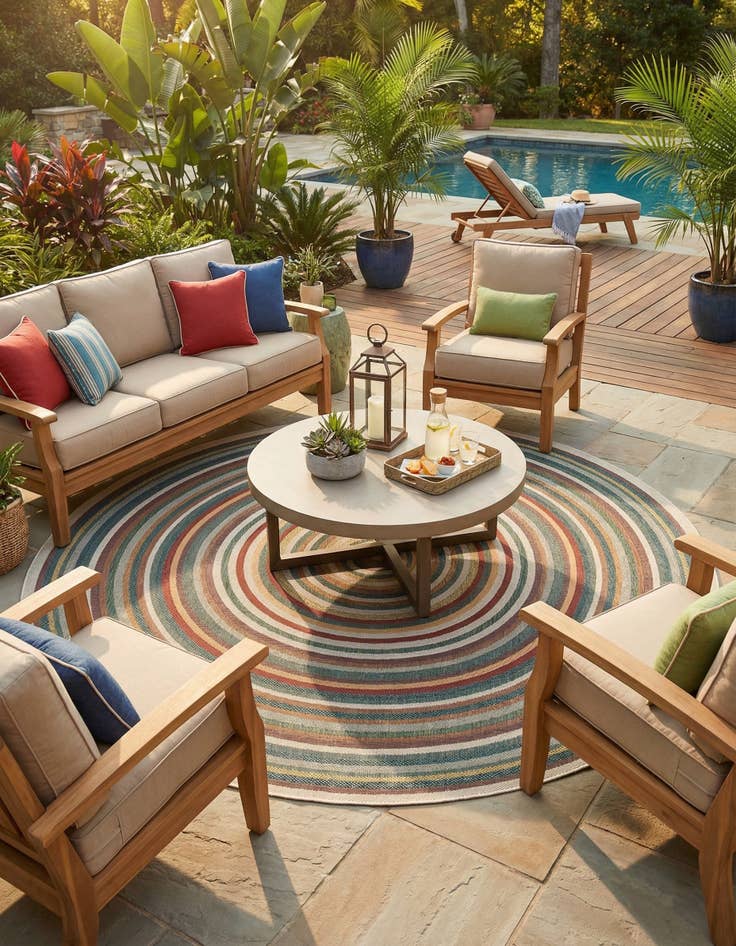 Detail image of  12' x 12'  Washable Baja Indoor / Outdoor Round Rug