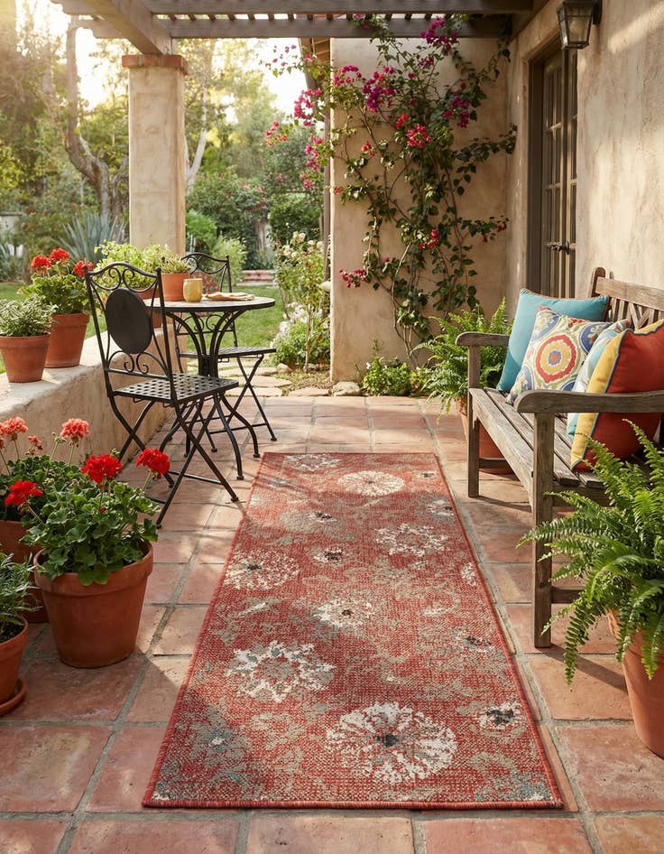 Detail image of 2' x 5'  Washable Botanical Indoor / Outdoor Runner Rug