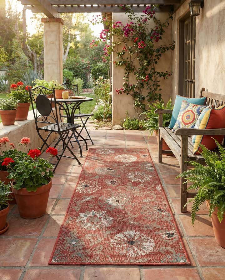 2' x 5' Easy-Clean Botanical Indoor / Outdoor Runner Rug