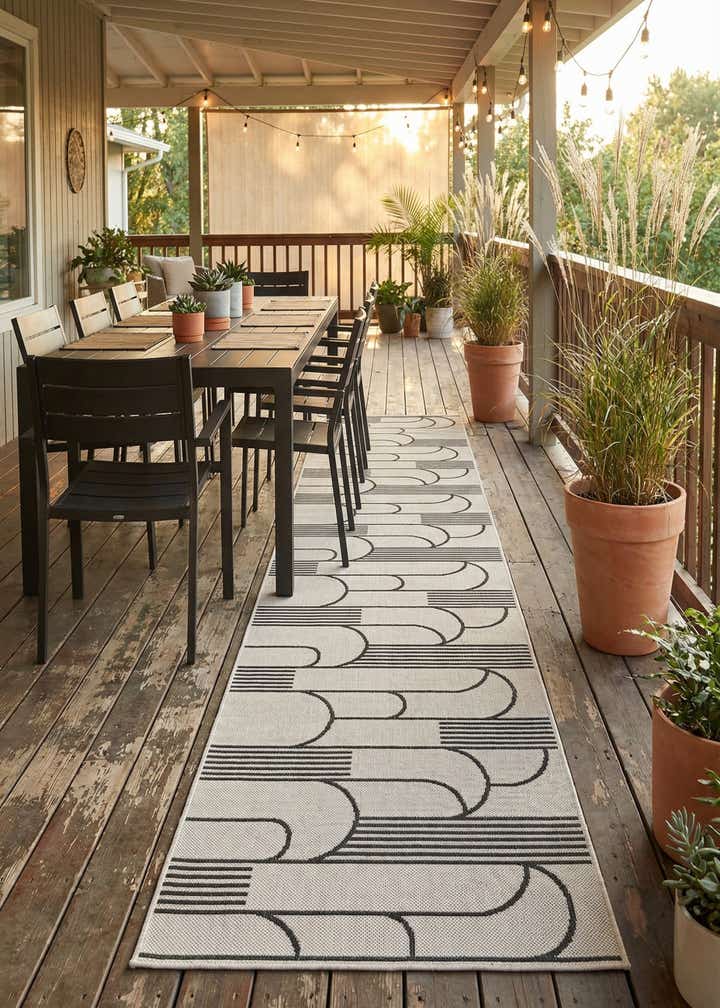 2' 7 x 12' Easy-Clean Modern Indoor / Outdoor Runner Rug