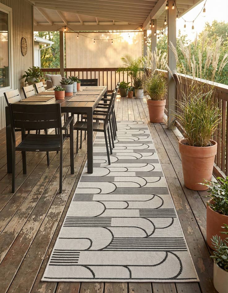 Detail image of 2' 7 x 12' Easy-Clean Modern Indoor / Outdoor Runner Rug
