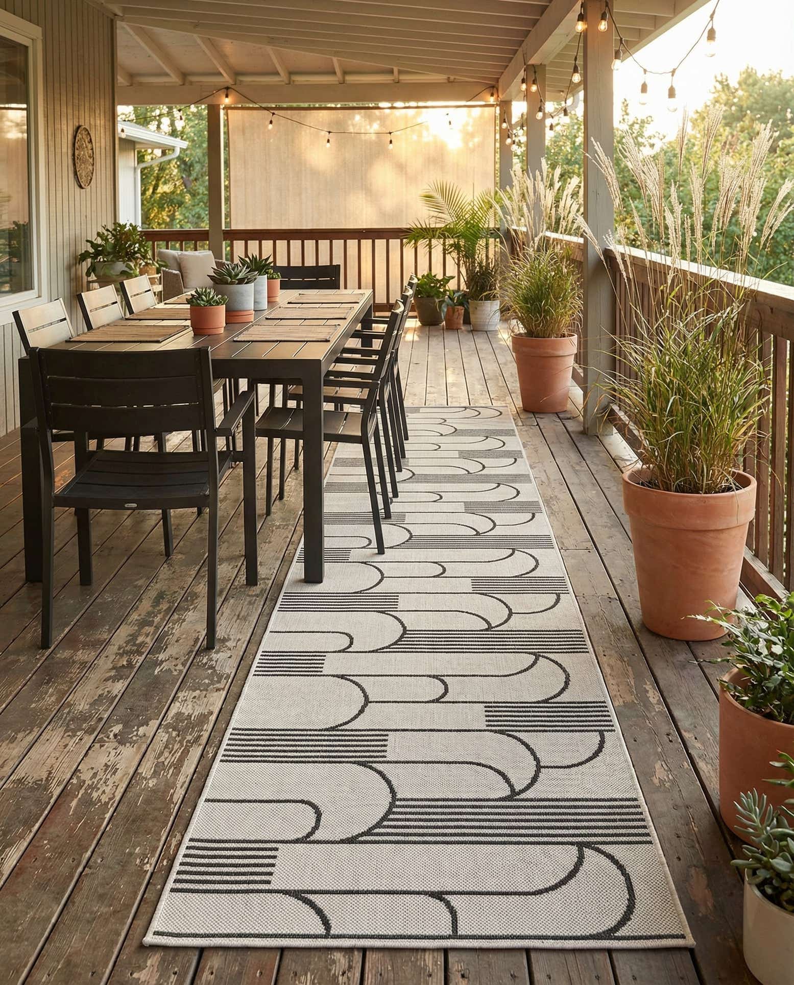 2' 7 x 12' Easy-Clean Modern Indoor / Outdoor Runner Rug