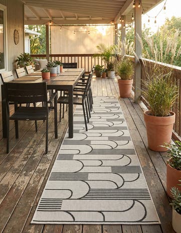 2' 7 x 12' Easy-Clean Modern Indoor / Outdoor Runner Rug