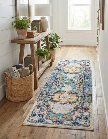 Teal Madeline Vintage Runner Rug