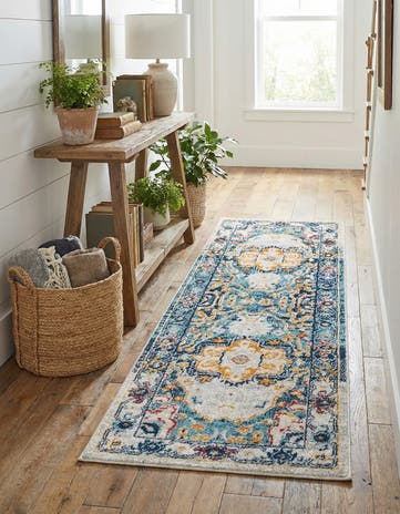 Teal Madeline Vintage Runner Rug