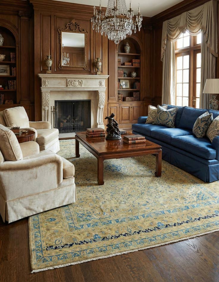 Detail image of 9' 9 x 12' 6  Hand Knotted Kashan Persian Wool Rug