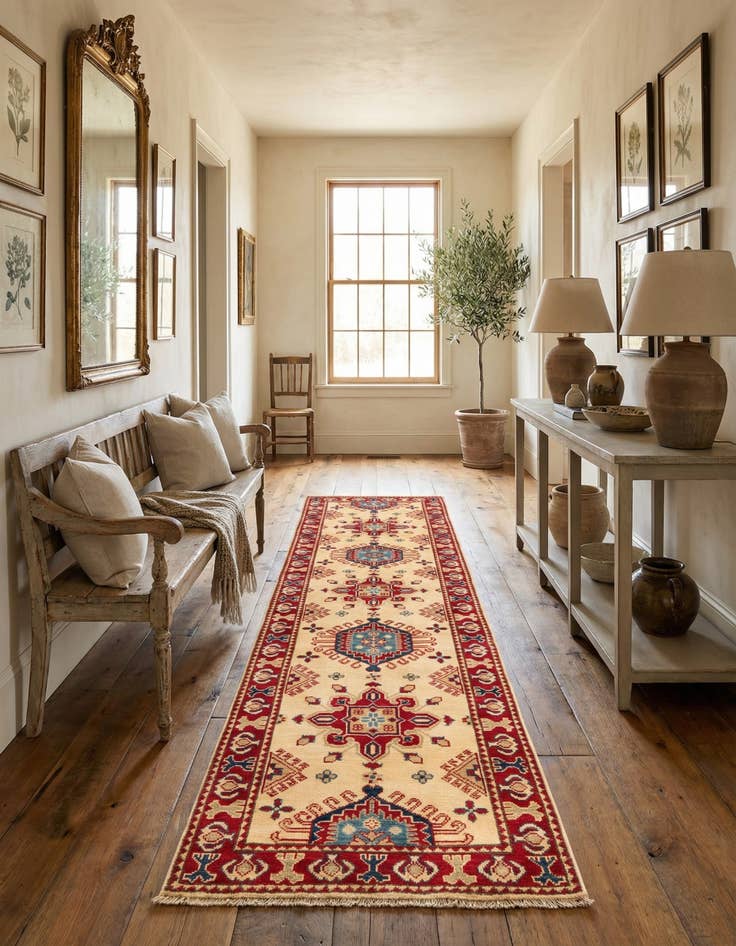 Detail image of 2' 8 x 9' 9 Hand Knotted Kazak Runner Rug