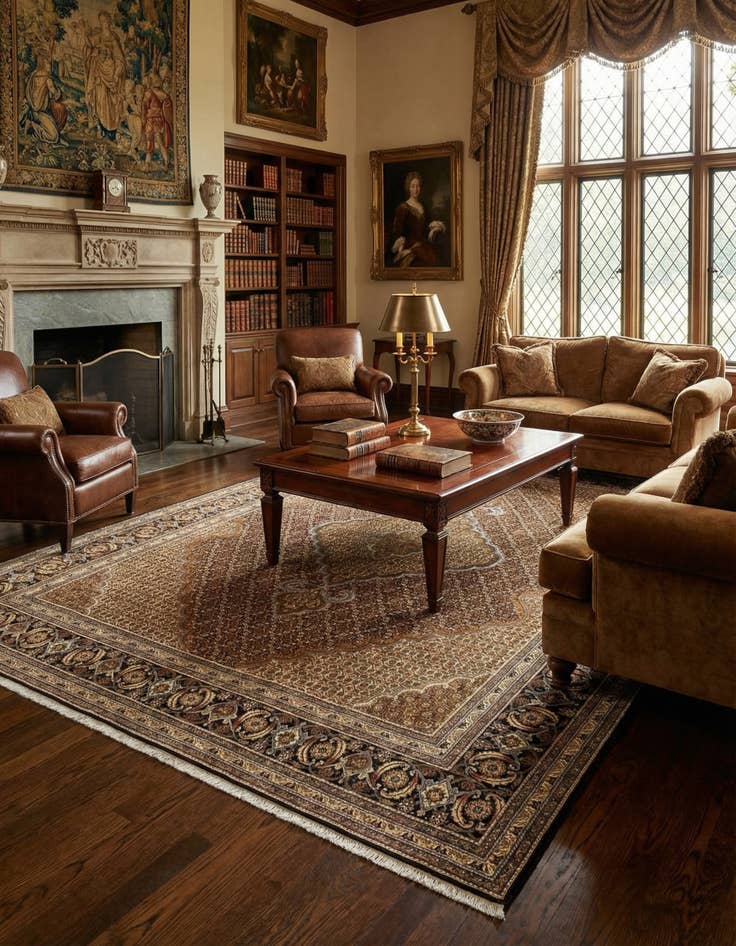 Detail image of 6' 7 x 9' 10  Hand Knotted Tabriz Mahi Persian Wool Rug