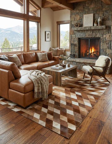 5' x 7' 8 Cowhide Leather Rug