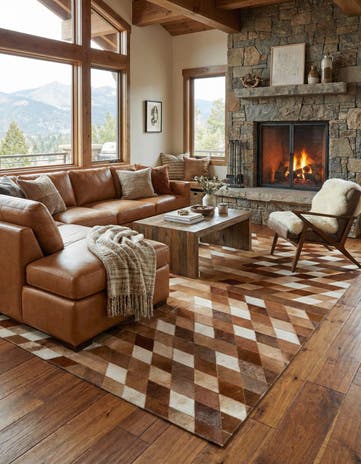 5' x 7' 8 Cowhide Leather Rug