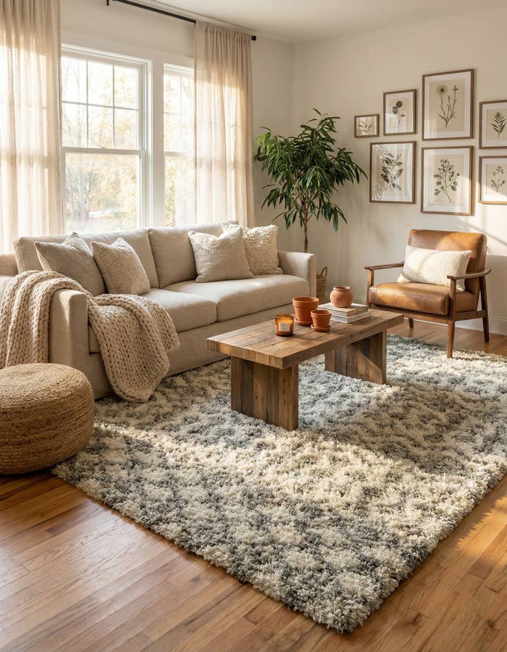 Detail image of  10' x 13' Moroccan Trellis Shag Rug