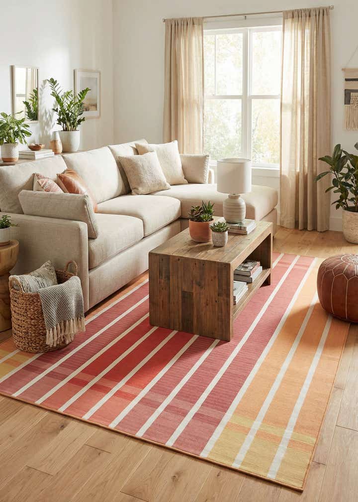 7' 10 x 10' Easy-Clean Striped Indoor / Outdoor Rug