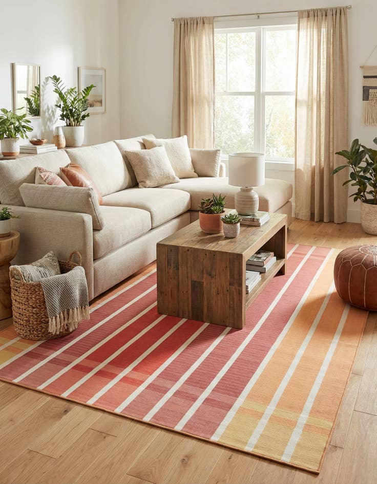 Detail image of 7' 10 x 10' Easy-Clean Striped Indoor / Outdoor Rug
