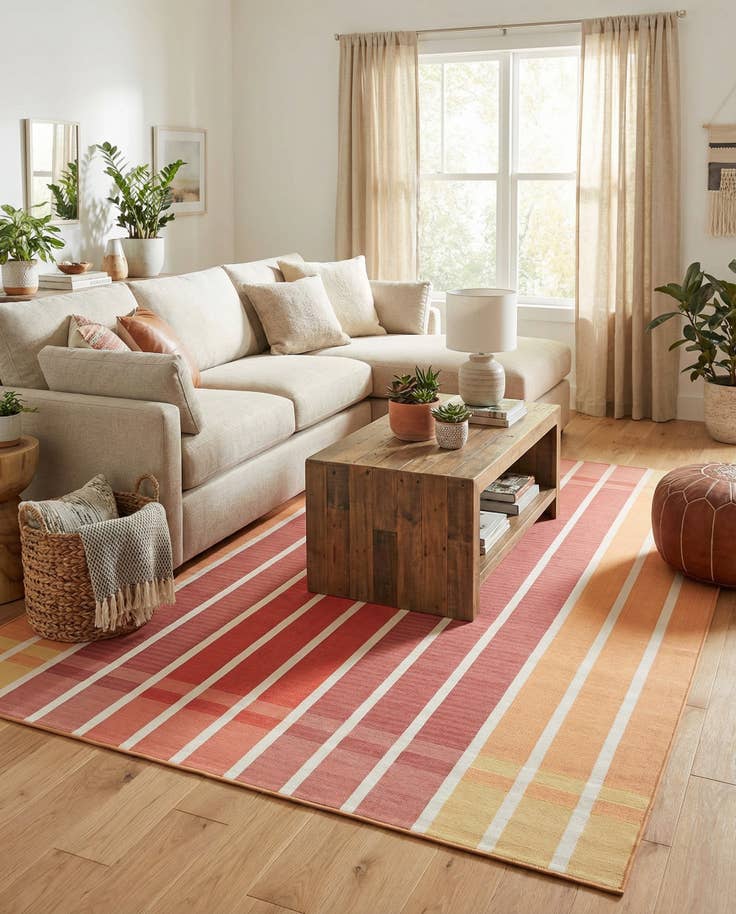 Detail image of 7' 10 x 10' Easy-Clean Striped Indoor / Outdoor Rug