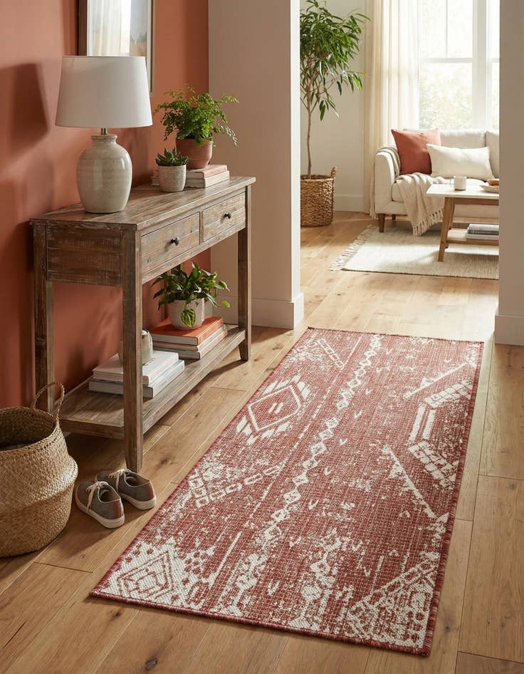 Detail image of 2' x 4' Easy-Clean Bohemian Indoor / Outdoor Runner Rug