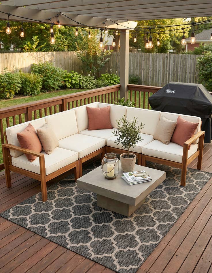 Detail image of  7' x 10'  Washable Lattice Indoor / Outdoor Rug