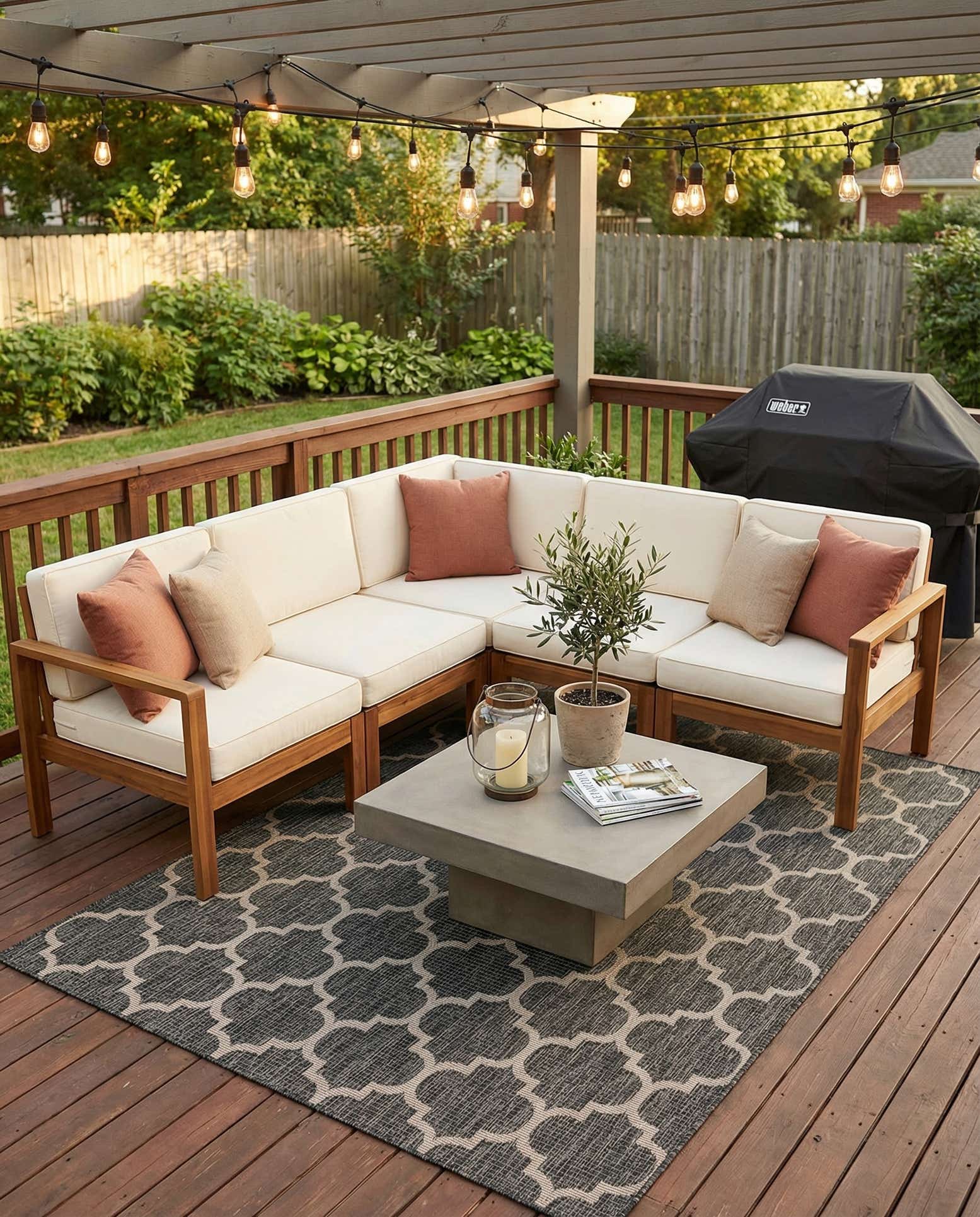7' x 10' Easy-Clean Trellis Indoor / Outdoor Rug