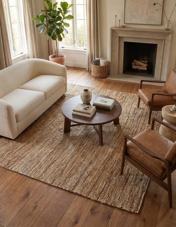 7' 10 x 7' 10 Hand Woven Leather Metallic Jute Square Rug