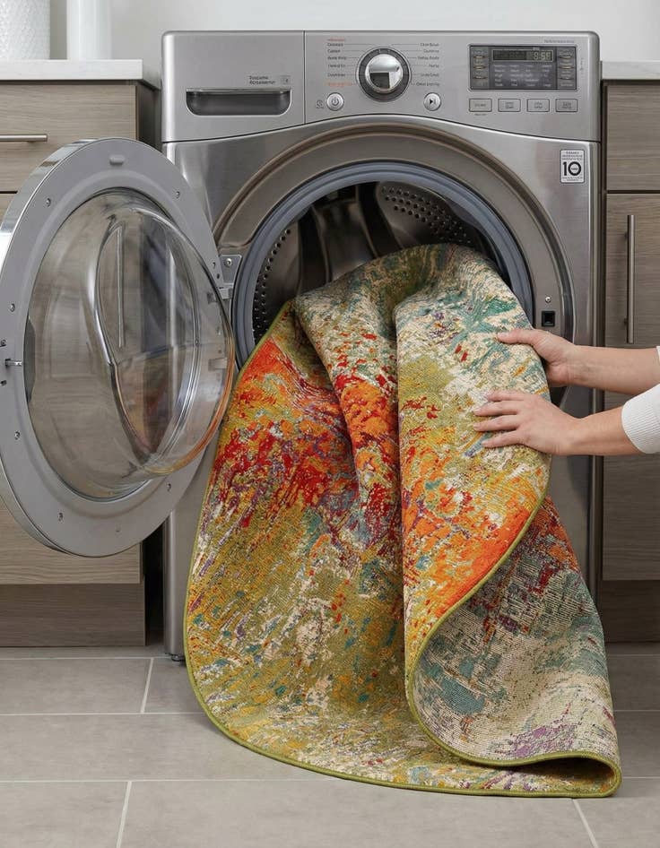 Detail image of 7' x 7'  Washable Modern Indoor / Outdoor Round Rug