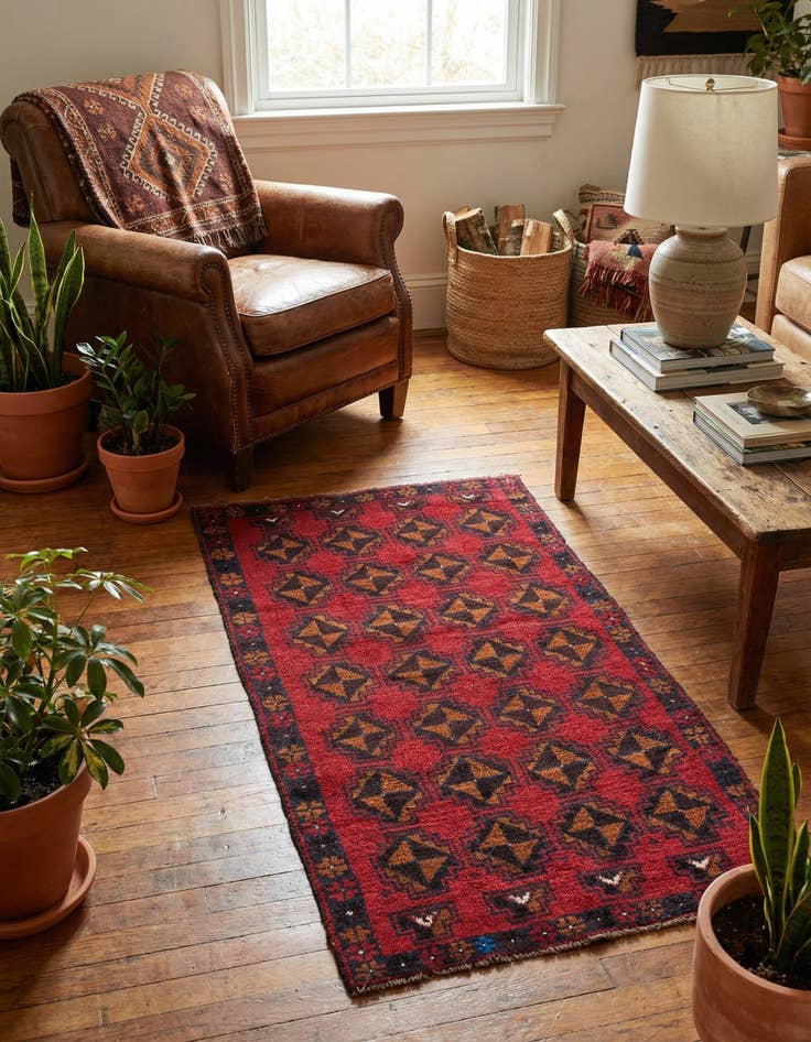 Detail image of 2' 8 x 4' 9  Hand Knotted Balouch Persian Wool Rug