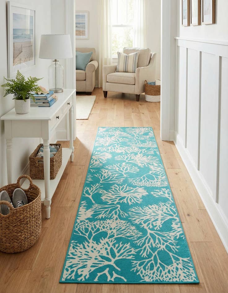 Detail image of 2' 7 x 12'  Washable Coastal Indoor / Outdoor Runner Rug