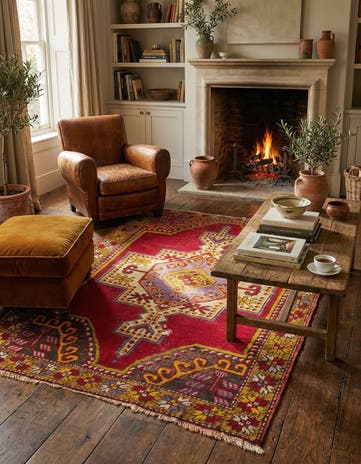 3' 6 x 5' 5 Hand Knotted Anatolian Oriental Wool Rug