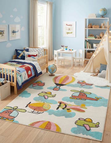 7' 10 x 10' Airplanes Whimsy Kids Rug
