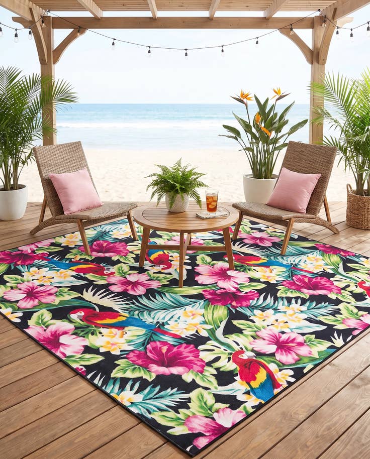 Detail image of 10' x 10' Easy-Clean Jill Zarin Caribbean Indoor / Outdoor Square Rug