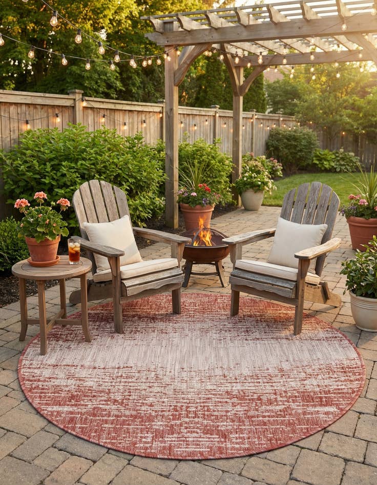 Detail image of  4' x 4'  Washable Modern Indoor / Outdoor Round Rug