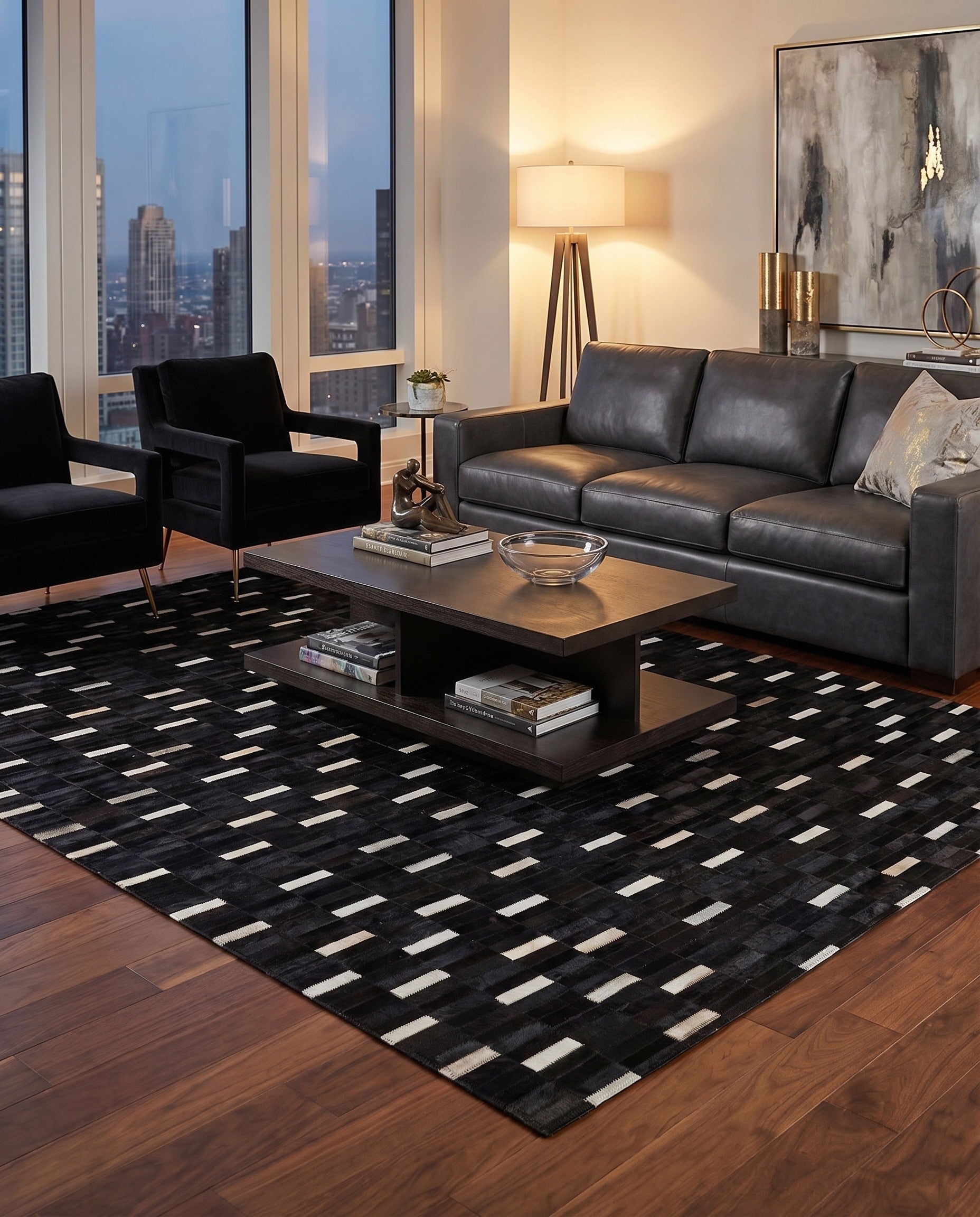 5' x 8' 1 Cowhide Leather Rug