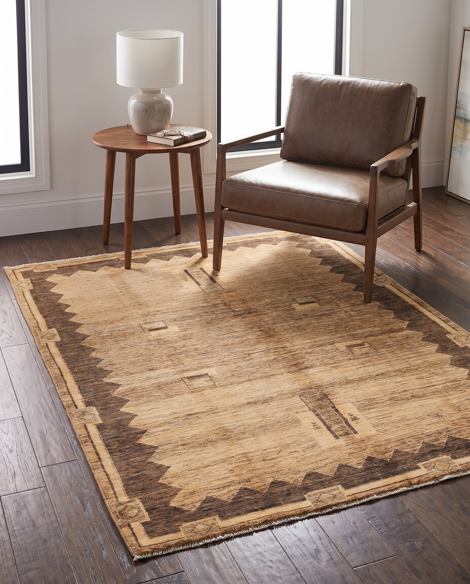 5' 2 x 6' 5 Hand Knotted Modern Ziegler Rug