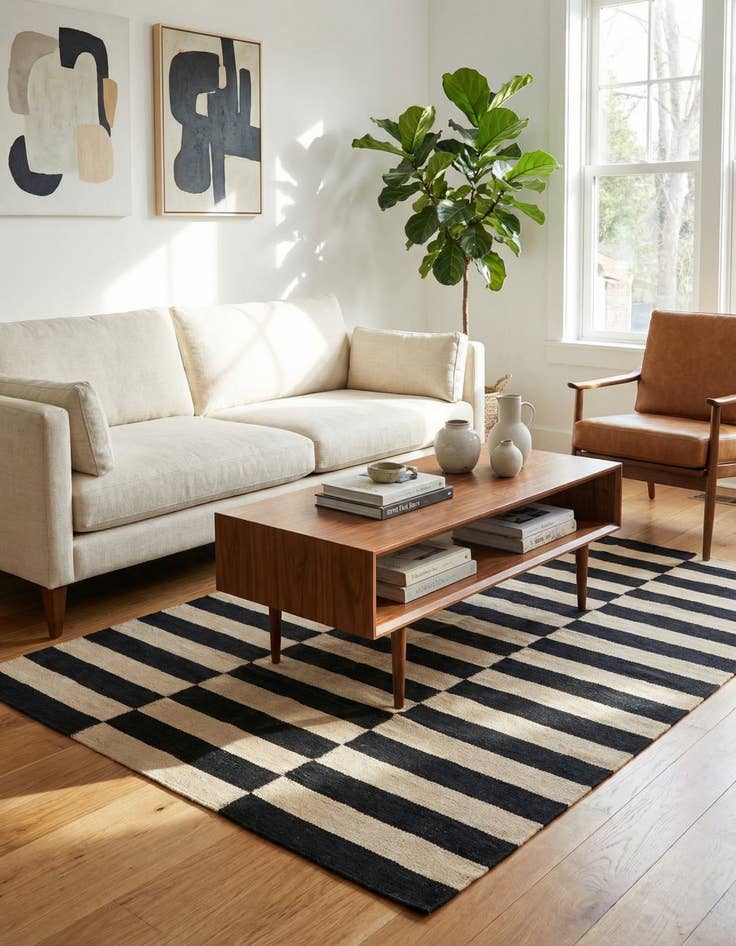 Detail image of 3' 3 x 4' 11  Hand Woven Kilim Modern Wool Rug