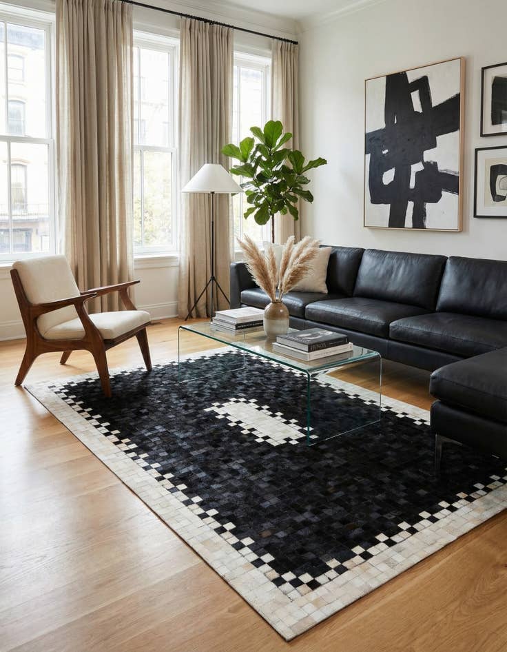 Detail image of 5' 1 x 7' 10 Cowhide Stocks Rug