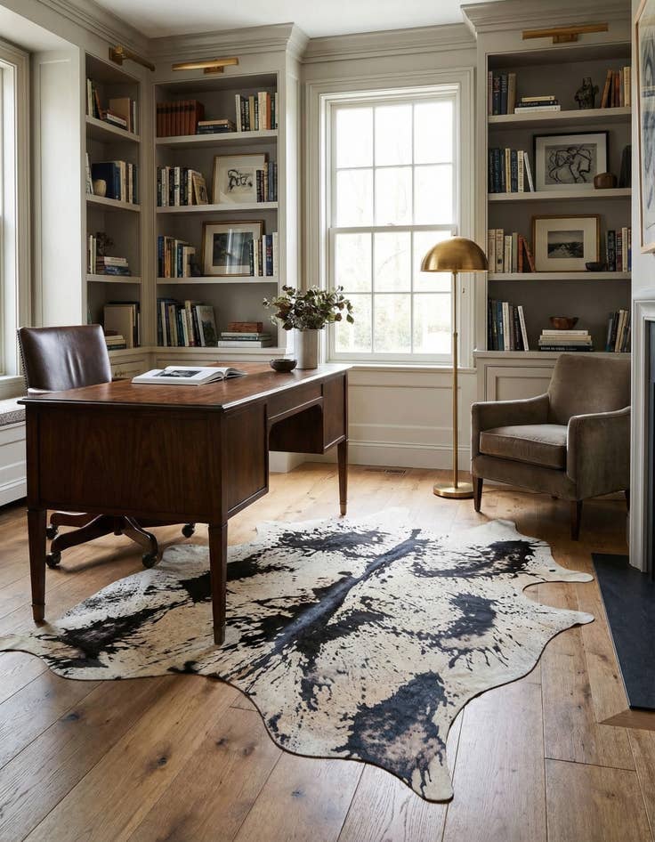 Detail image of 6' 3 x 7' 2 Cowhide Leather Rug