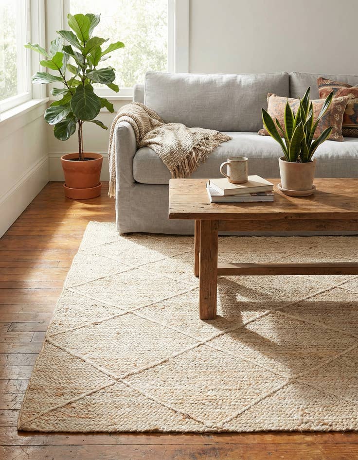 Detail image of  6' 1 x 9'  Hand Braided Jute Rug