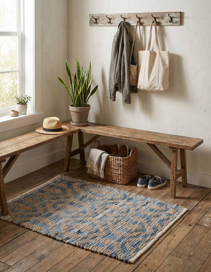 Detail image of 2' x 3' 1  Hand Woven Chindi Jute Rug