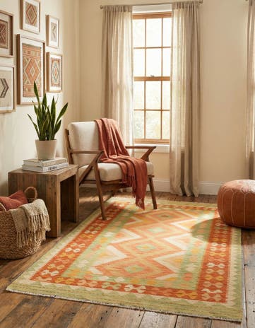 3' 2 x 5' Hand Woven Kilim Waziri Wool Rug